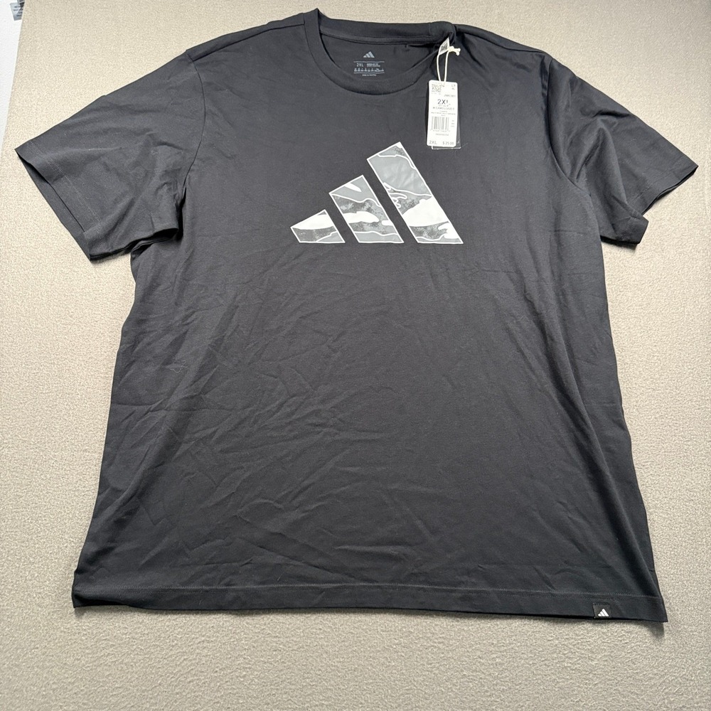 Adidas M Camo Logo T Shirt Mens 2XL Black Short Sleeve Graphic Tee JM6381